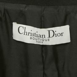 Pre Owned Christian Dior Black Wool Blend Double Breasted Mid Length Coat L