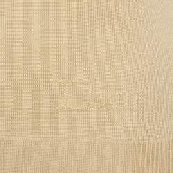 Pre Owned Christian Dior Boutique Beige Beaded Detail Silk Knit Top M