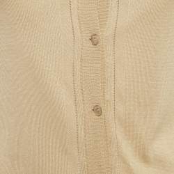 Pre Owned Christian Dior Boutique Beige Beaded Detail Silk Knit Cardigan S