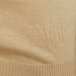 Pre Owned Christian Dior Boutique Beige Beaded Detail Silk Knit Cardigan S