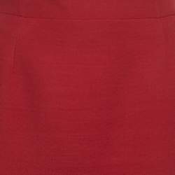 Pre Owned Christian Dior Red Wool Midi Skirt M