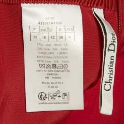 Pre Owned Christian Dior Red Wool Midi Skirt M