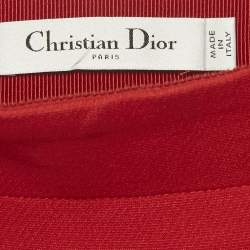 Pre Owned Christian Dior Red Wool Midi Skirt M