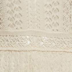 Pre Owned Christian Dior Cream Crochet and Lace Sheer Long Dress S