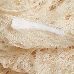 Pre Owned Christian Dior Cream Crochet and Lace Sheer Long Dress S