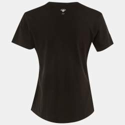 Pre Owned Dior Black J'Adior Print Cotton & Linen Crew Neck T-Shirt S 