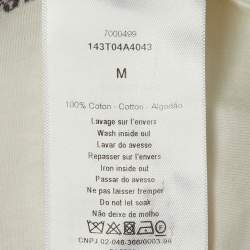 Pre Owned Christian Dior White /Navy Blue Logo Patterned Cotton Jersey T-Shirt M