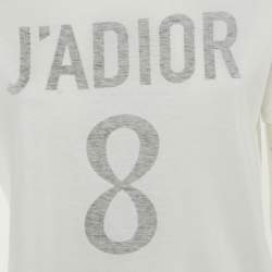 Pre Owned Christian Dior White J'ADIOR  Print Cotton T-Shirt M