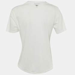 Pre Owned Christian Dior White J'ADIOR  Print Cotton T-Shirt M
