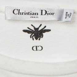 Pre Owned Christian Dior White J'ADIOR  Print Cotton T-Shirt M