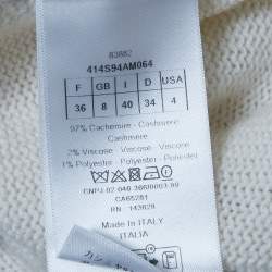 Pre Owned Dior Ivory Lurex Logo Intarsia Knit Sweater S