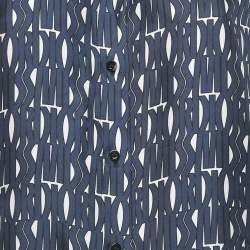 Pre Owned Christian Dior Blue/White Printed Silk Shirt M