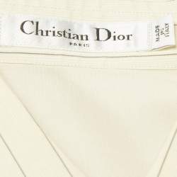 Pre Owned Dior Cream Striped CD Bee Embroidered Silk Shirt S