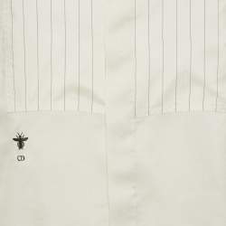 Pre Owned Dior Cream Striped CD Bee Embroidered Silk Shirt S