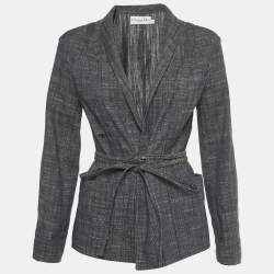 Pre Owned Christian Dior Blue Cotton Wrap Blazer M