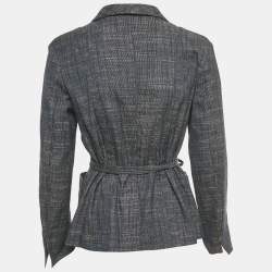 Pre Owned Christian Dior Blue Cotton Wrap Blazer M