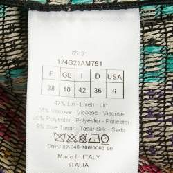 Pre Owned Dior Multicolor Patterned Linen Blend Open Front Jacket M