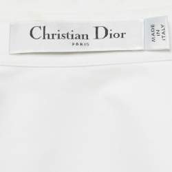 Pre Owned قميص كريستيان ديور قطن أبيض بتفاصيل أزرار أكمام مقاس متوسط