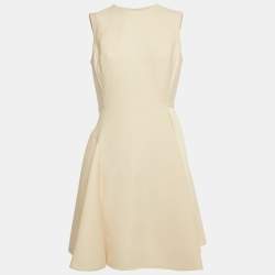 مملوكة مسبقًا Christian Dior Cream Wool Pleated Mini Dress M