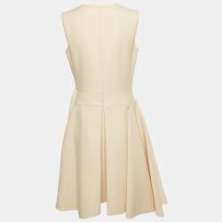 مملوكة مسبقًا Christian Dior Cream Wool Pleated Mini Dress M