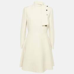 مملوكة مسبقًا Christian Dior Cream Crepe Short Dress L