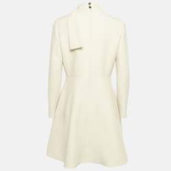 Pre Owned Christian Dior Cream Crepe Short Dress L