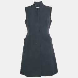 Pre Owned Christian Dior Navy Blue Wool Sleeveless Mini Dress L