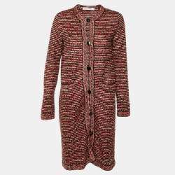 مملوكة مسبقًا Dior Red Knit Button Front Long Cardigan M