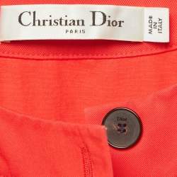 Pre Owned فستان كريستيان ديور قطن أحمر مكشوف ميني - حجم صغير