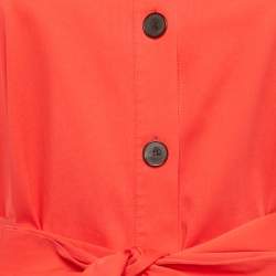 Pre Owned فستان كريستيان ديور قطن أحمر مكشوف ميني - حجم صغير