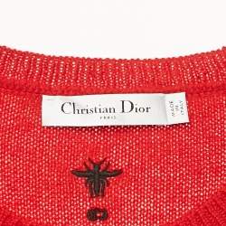 Pre Owned Christian Dior Red Cashmere Knit Tank Sweater L