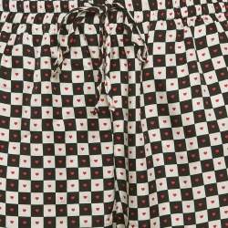 Pre Owned بنطلون ديور حرير قلب متقلب أسود/أبيض مقاس كبير - لارج