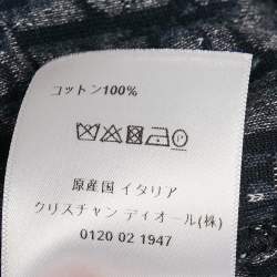 Pre Owned بلوفر كريستيان ديور أزرق/أبيض بفيلفت بغطاء رأس بأكمام قصيرة مقاس صغير