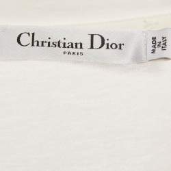 مملوكة مسبقًا Christian Dior White Print Cotton Half Sleeve T-Shirt M