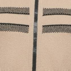 Pre Owned كارديغان ديور صوف محبوك بشعار بيج سحاب مقاس صغير