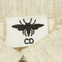 مملوكة مسبقًا فستان ديور بيج / ذهبي مطرز بنسيج القطن ميدي متوسط