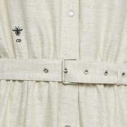 مملوكة مسبقًا فستان ديور بيج / ذهبي مطرز بنسيج القطن ميدي متوسط