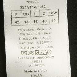 Pre Owned جاكيت بليزر ديور أسود صوف مزدوج الصدر قصير مقاس كبير (لارج)