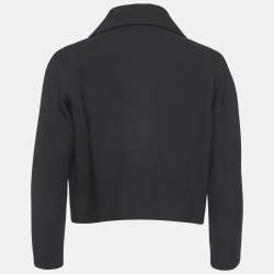 Pre Owned جاكيت بليزر ديور أسود صوف مزدوج الصدر قصير مقاس كبير (لارج)