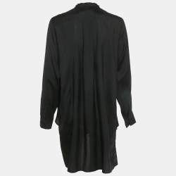 Pre Owned تونيك كريستيان ديور حرير بأزرار من الأمام باللون الأسود مقاس متوسط - ميديون