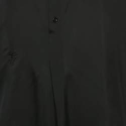 Pre Owned تونيك كريستيان ديور حرير بأزرار من الأمام باللون الأسود مقاس متوسط - ميديون