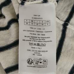 Pre Owned Christian Dior White Striped Linen & Cashmere Knit Sweater M