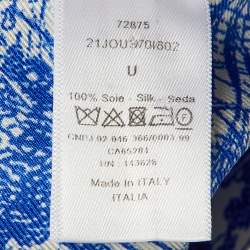 مملوكة مسبقًا Dior Blue Toile de Jouy Sauvage Silk Dioriviera Poncho One Size