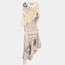 مملوكة مسبقًا Christian Dior Newspaper Dress White FR 38