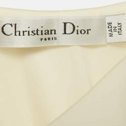 Pre Owned فستان كريستيان ديور قطن أبيض واسع قصير مقاس متوسط