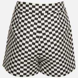 Pre Owned Christian Dior Black Checked Cotton Blend Shorts M