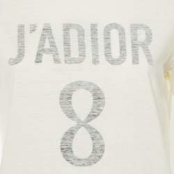 مملوكة مسبقًا Dior Ivory J'adior 8 Cotton & Linen Crew Neck T-Shirt M