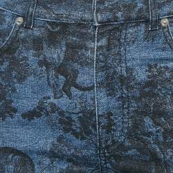 Pre Owned Dior Blue Toile Print Denim Capri S/Waist 27"