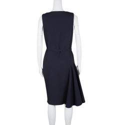 Dior Navy Blue Textured Sleeveless Belted Dress M