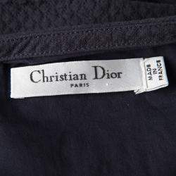 Dior Navy Blue Textured Sleeveless Belted Dress M